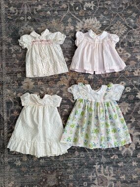 Vintage Baby/Toddler Dresses - Pink, Cream & Floral Set of 4
